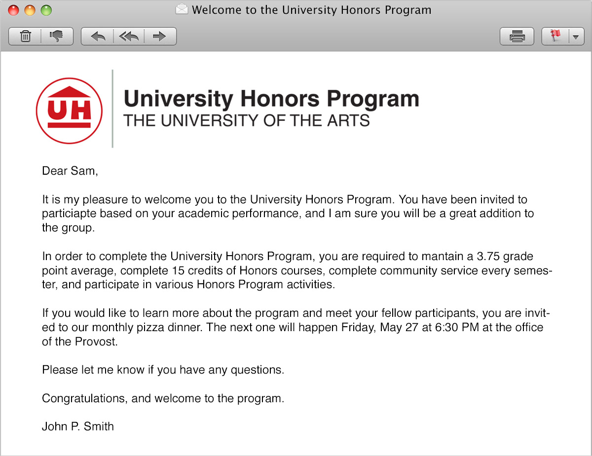 University of the Arts Honors Program